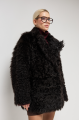 Curly double-sided dark chocolate-colored sheepskin coat made of natural sheepskin